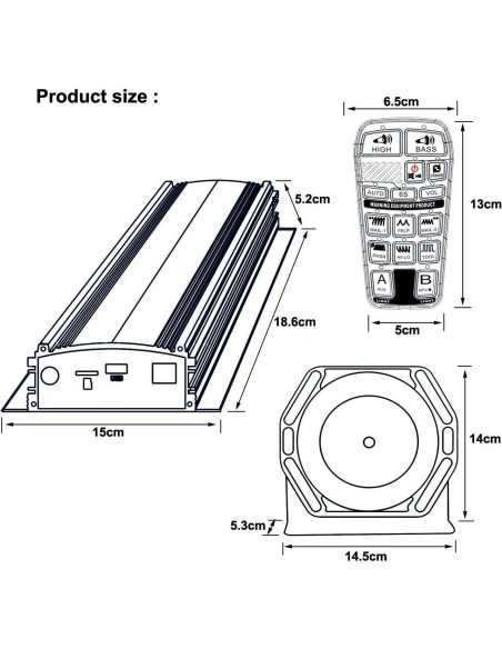 Kit Sirena y Altavoz Evershine 100W PA 12/24V MP3