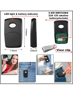 Control Remoto de Puerta de Garaje Kingdder 3 Piezas 300MHz 2