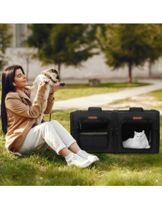 Transportador Plegable para Gatos PETUX Doble Negro 70x35x35cm 2