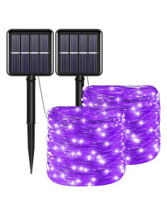 Luces de Cuerda Solares YAOZHOU 200 LED Moradas 8 Modos
