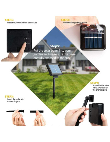 Luces de Cuerda Solares YAOZHOU 200 LED Moradas 8 Modos