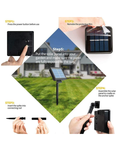 Luces de Cuerda Solares YAOZHOU 200 LED Moradas 8 Modos