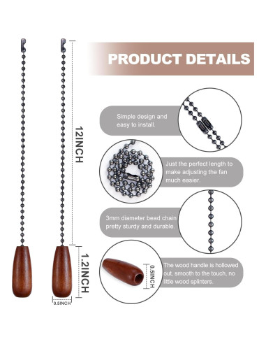 Juego de 6 Extensores de Cadenas de Tirar para Ventilador de Techo YEONHWA