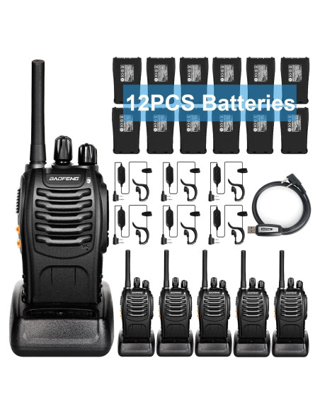 Walkie Talkies BaoFeng BF-88A 6Pack 12 Baterías 2.24kg