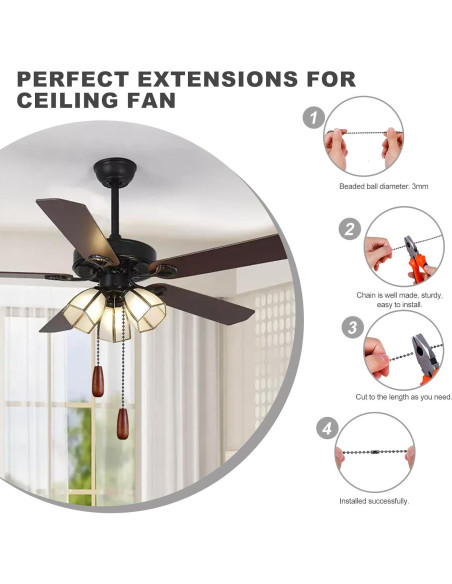 Juego de 6 Extensores de Cadenas de Tirar para Ventilador de Techo YEONHWA