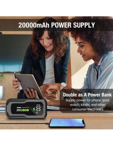 Arrancador de Batería Acetek 2500A 12V Portátil 74WH