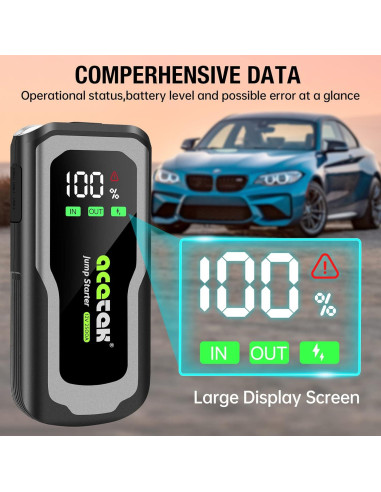 Arrancador de Batería Acetek 2500A 12V Portátil 74WH