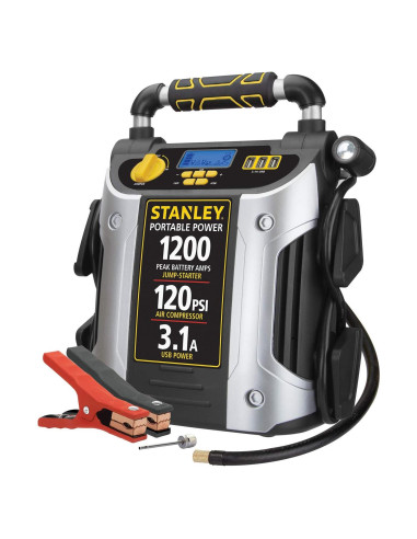 Arrancador STANLEY J5C09D 1200A Pico + Compresor 120 PSI