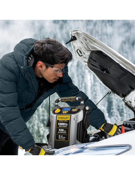 Arrancador STANLEY J5C09D 1200A Pico + Compresor 120 PSI