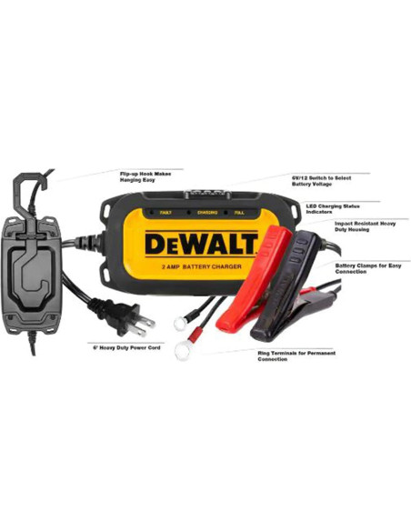 Cargador DeWalt DXAEC2 2A para Baterías 6V y 12V Amarillo
