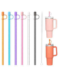 6 Pajitas Reutilizables Allwith con Tapa para Stanley Cup