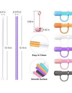 6 Pajitas Reutilizables Allwith con Tapa para Stanley Cup 2