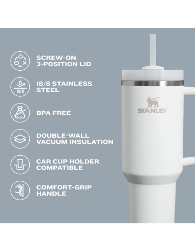 Vaso Stanley Quencher H2.0 1.18 L Pizarra con Pajilla