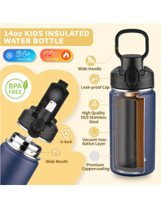 Botella de agua FristChoice 396 ml acero inoxidable azul 2