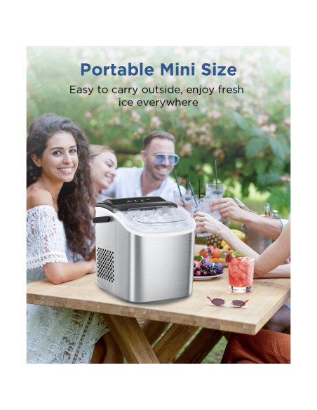 COWSAR Máquina de Hielo Portátil Acero Inoxidable 12 kg