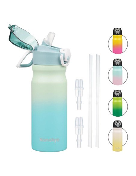 Botella de Agua Aislada Konokyo 532 ml con Pajilla Menta