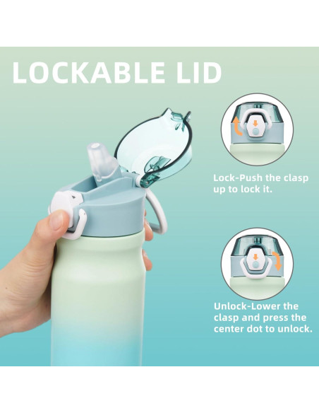 Botella de Agua Aislada Konokyo 532 ml con Pajilla Menta