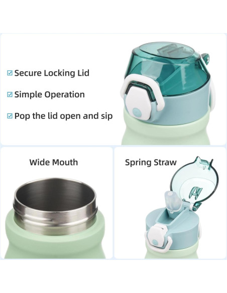 Botella de Agua Aislada Konokyo 532 ml con Pajilla Menta