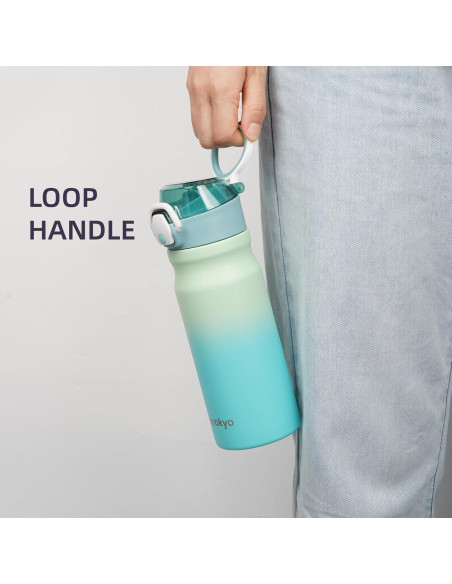 Botella de Agua Aislada Konokyo 532 ml con Pajilla Menta