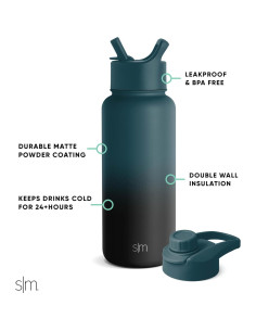 Botella de Agua Simple Modern Summit 0.95L con 2 Tapas 2