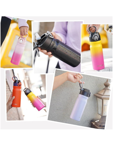 Botella de Agua Aislada Konokyo 532 ml con Pajilla Menta