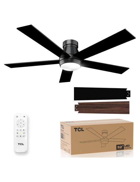 Ventilador de Techo TCL 132cm Negro con Luz LED y Control Remoto