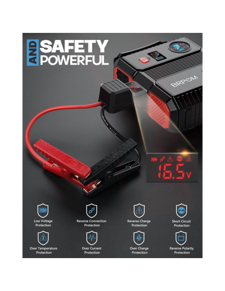 Arrancador de Coche BRPOM BM600 con Compresor 150PSI 8000A