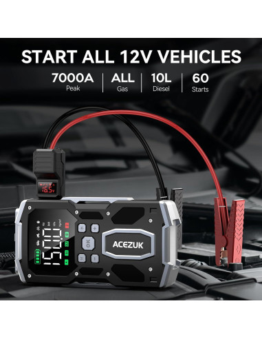 Arrancador de coche ACEZUK M03 con compresor 7000A 150PSI