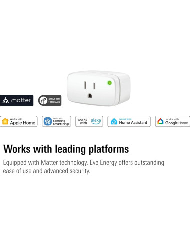 Enchufe Inteligente Eve Energy Matter - Paquete de 2, Control por Voz y App