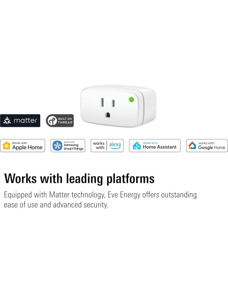 Enchufe Inteligente Eve Energy Matter - Paquete de 2, Control por Voz y App