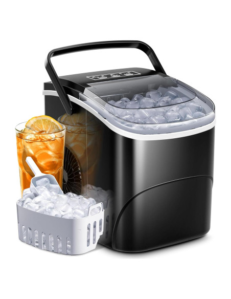 Máquina de Hielo AGLUCKY 12kg/24h 9 Cubos en 6 Min Negro