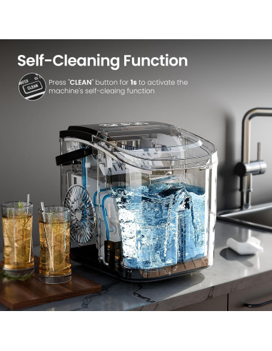 Máquina de Hielo AGLUCKY 12kg/24h 9 Cubos en 6 Min Negro