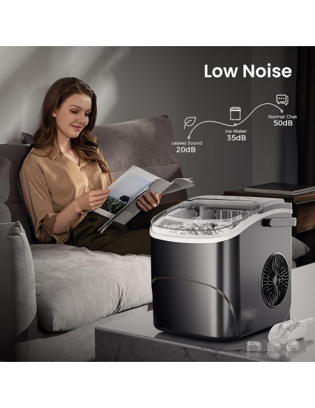 Máquina de Hielo AGLUCKY 12kg/24h 9 Cubos en 6 Min Negro