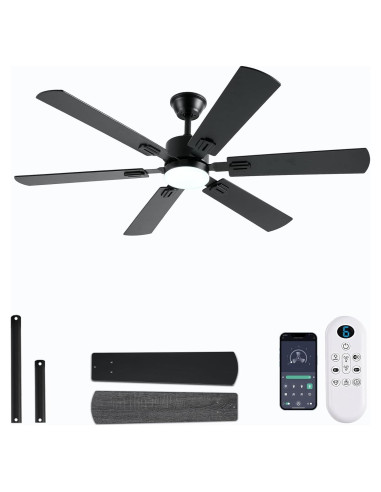 Ventilador de Techo FUMLTP 56" Negro con Luz LED y Control Remoto