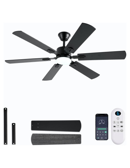 Ventilador de Techo FUMLTP 56" Negro con Luz LED y Control Remoto