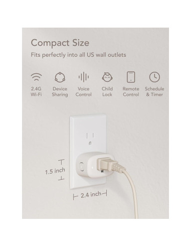 Enchufe Inteligente Nooie NSP01 Control por Voz WiFi 2.4G