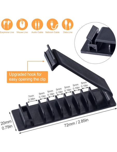 Organizador de Cables OIIKI 6 Paquetes Autoadhesivos 15x7.5cm