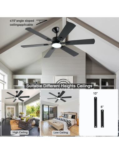 Ventilador de Techo FUMLTP 56" Negro con Luz LED y Control Remoto