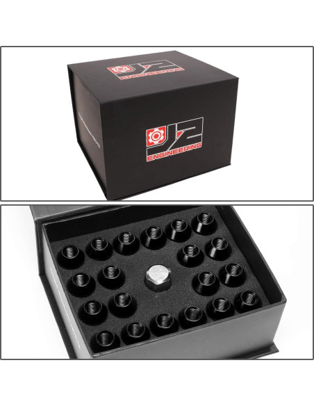 Tuercas de Llanta J2 Engineering M12 x 1.25 70mm Aluminio Negro