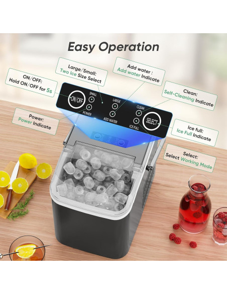 Máquina de Hielo DUMOS Compacta 9 Cubos en 6 Minutos