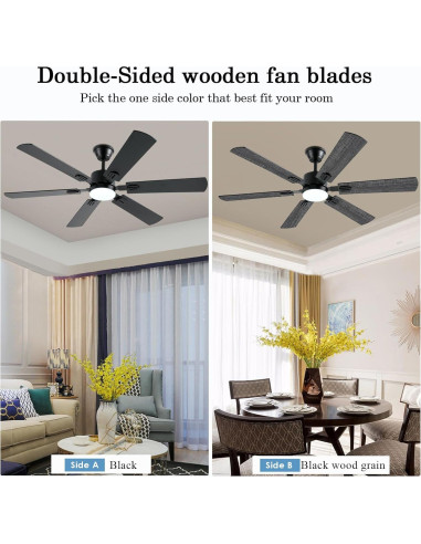 Ventilador de Techo FUMLTP 56" Negro con Luz LED y Control Remoto