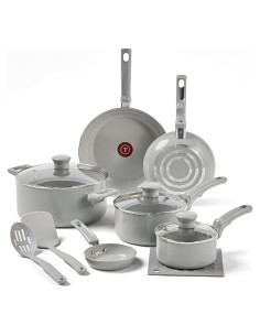 Juego de Utensilios de Cocina T-fal 12 Piezas Cerámica Gris