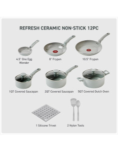 Juego de Utensilios de Cocina T-fal 12 Piezas Cerámica Gris 2