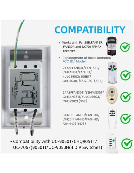 Control Remoto de Pared Universal 3 Velocidades 53T