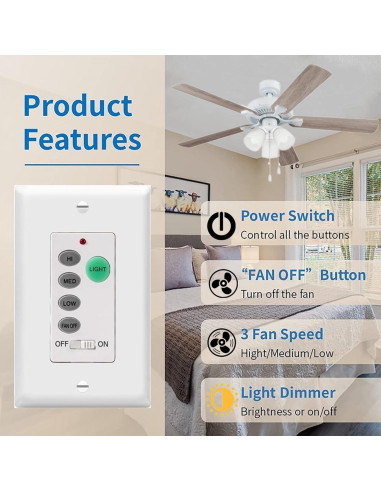 Control Remoto de Pared Universal 3 Velocidades 53T