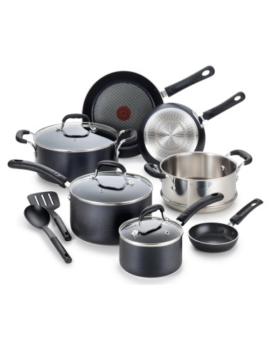 Juego de utensilios de cocina T-fal 12 piezas inducción negro