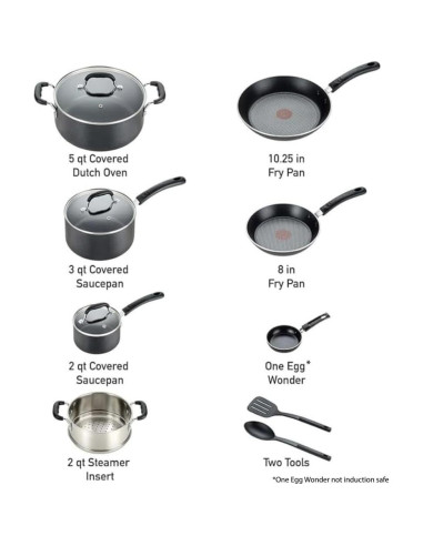 Juego de utensilios de cocina T-fal 12 piezas inducción negro