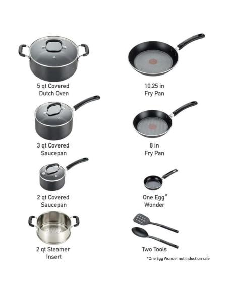 Juego de utensilios de cocina T-fal 12 piezas inducción negro