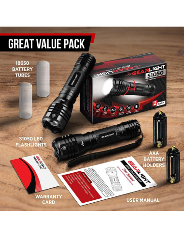 Linterna LED GearLight S1050 2 Piezas Alta Potencia