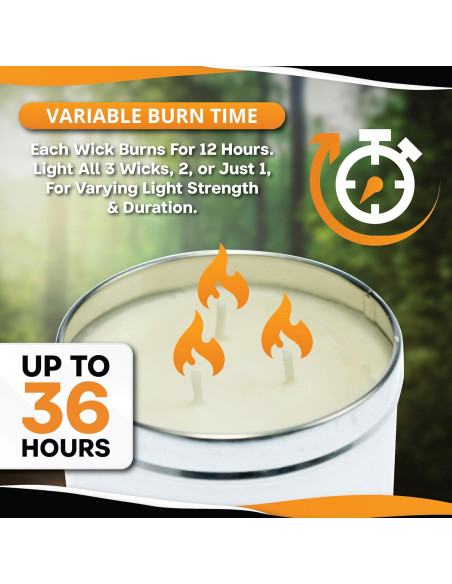 Vela de Emergencia SE Survivor 3 Mechas 36 Horas Cera Soja